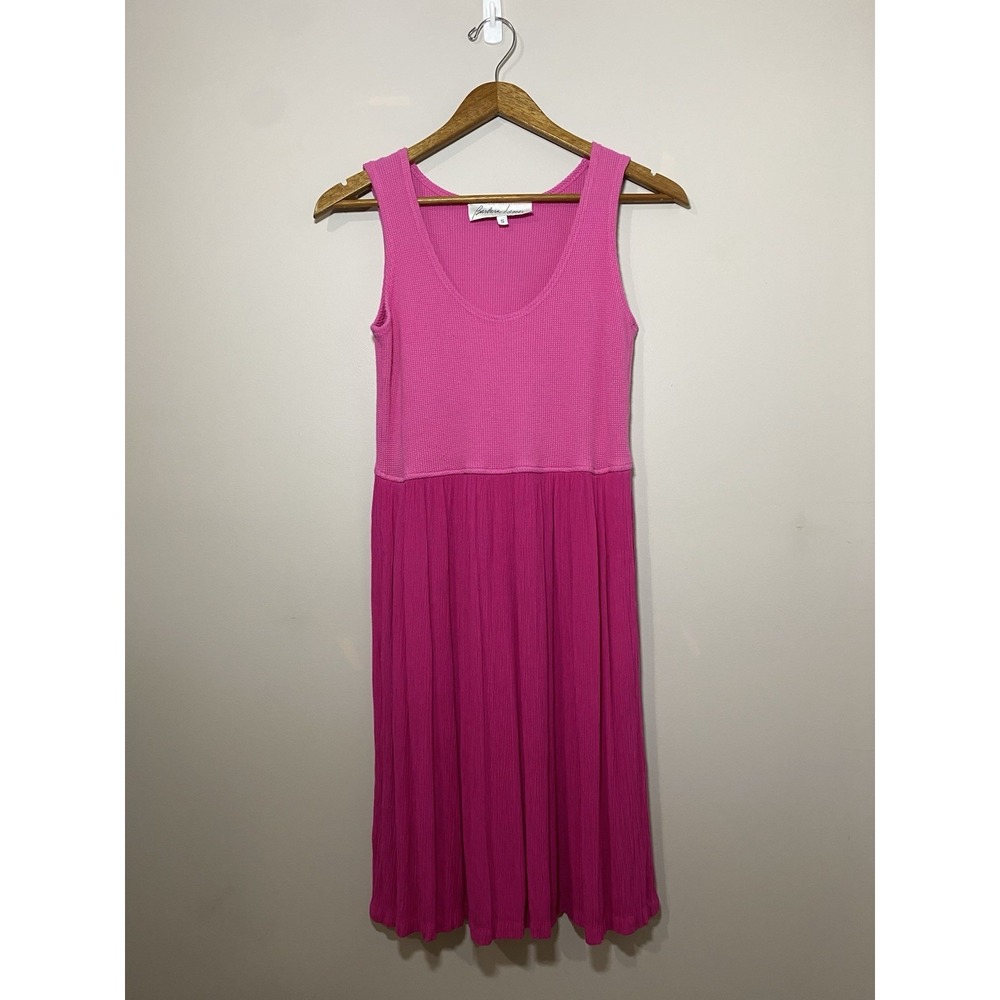 Barbara Lesser Dress Womens SMALL Pink Cotton French Terry Crepe Tank‎ Sundress